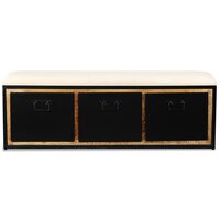 Opbergbankje met 3 lades 120x30x40 cm massief mangohout