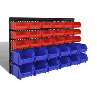 30-delige Opbergrek voor aan de wand blauw en rood
