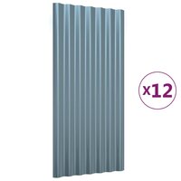 Dakpanelen 12 st 80x36 cm gepoedercoat staal grijs