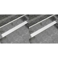 Doucheafvoer 2 st rechthoekig bubbel 1030x140mm roestvrij staal