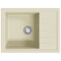 Gootsteen met overloopgat ovaal graniet beige