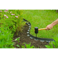Borderrandset H5 cm x 10 m met grondpennen grijs