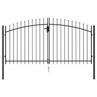 Poort met puntige bovenkant dubbel 3x1,5 m staal zwart