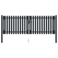 Poort dubbel 306x125 cm staal antraciet