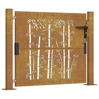 Poort met bamboe-ontwerp 105x105 cm cortenstaal