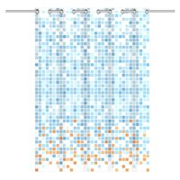 Douchegordijn met moza&iuml;ek 200x180x0,2 cm blauw en oranje