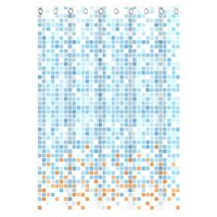 Douchegordijn met moza&iuml;ek 200x180x0,2 cm blauw en oranje