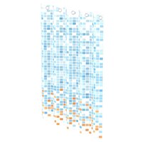 Douchegordijn met moza&iuml;ek 200x180x0,2 cm blauw en oranje