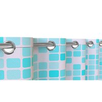 Douchegordijn met moza&iuml;ek 200x180x0,2 cm blauw en oranje