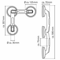 Wandbeugel met zuignappen gebogen Premium wit