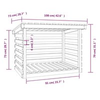 Haardhoutrek 108x73x79 cm massief grenenhout grijs
