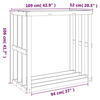 Houtblokhouder 108x52x106 cm massief grenenhout wasbruin