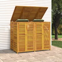 Afvalbakberging dubbel 140x89x117 cm massief acaciahout