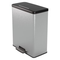 Pedaalemmer Deco rechthoekig 65 L zilverkleurig