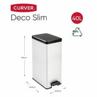 Pedaalemmer Deco smal 40 L zilverkleurig