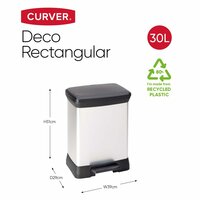 Pedaalemmer Deco rechthoekig 30 L zilverkleurig