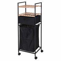 Opbergrek met 2 schappen en wasmand 109 cm bamboe