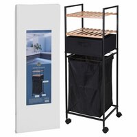 Opbergrek met 2 schappen en wasmand 109 cm bamboe