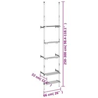 Tuinrek met 3 schappen telescopisch aluminium zilverkleurig