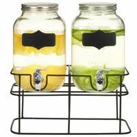 Drankdispensers 2 st met standaard 2 x 4 L glas