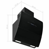 Wandafzuigkap 756 m&sup3;/u 60 cm roestvrij staal zwart