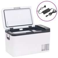 Koelbox met handvat en adapter 25 L PP &amp; PE zwart en wit