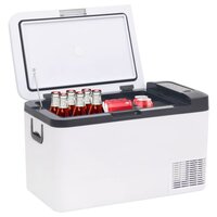 Koelbox met handvat en adapter 25 L PP &amp; PE zwart en wit