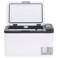 Koelbox met handvat en adapter 25 L PP &amp; PE zwart en wit