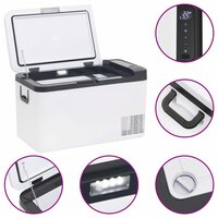 Koelbox met handvat en adapter 25 L PP &amp; PE zwart en wit