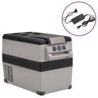Koelbox met handvat en adapter 55 L PP &amp; PE zwart en grijs