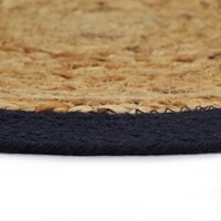 Placemats 4 st 38 cm jute en katoen natuurlijk en marineblauw