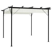 Pergola met uitschuifbaar dak 3x3 m staal cr&eacute;mewit