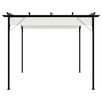 Pergola met uitschuifbaar dak 3x3 m staal cr&eacute;mewit