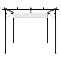 Pergola met uitschuifbaar dak 3x3 m staal cr&eacute;mewit