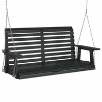 Tuinschommelbank met metalen kettingen massief vurenhout zwart