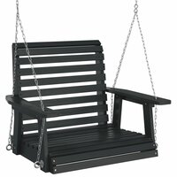 Tuinschommelstoel met metalen kettingen massief vurenhout zwart