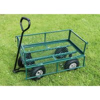 Tuinwagen staalgaas 86,5x46,5x21 cm groen en zwart
