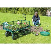 Tuinwagen staalgaas 86,5x46,5x21 cm groen en zwart