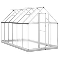 Tuinkas met basisframe 334x169x202 cm aluminium zilverkleurig