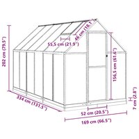 Tuinkas met basisframe 334x169x202 cm aluminium zilverkleurig