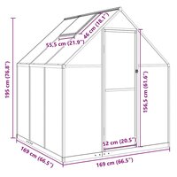 Tuinkas met basisframe 169x169x195 cm aluminium zilverkleurig