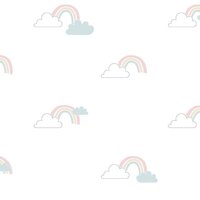 Behang Mondo baby Clouds wit/blauw/roze