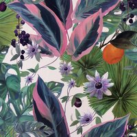 Behang Passion Flower wit en groen