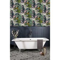 Behang Passion Flower wit en groen