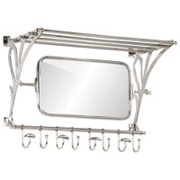 Bagagerek met kleerhangers en spiegel wandmontage aluminium