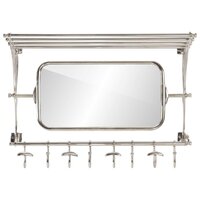 Bagagerek met kleerhangers en spiegel wandmontage aluminium