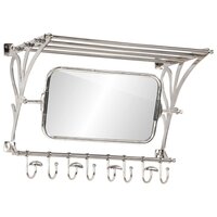 Bagagerek met kleerhangers en spiegel wandmontage aluminium