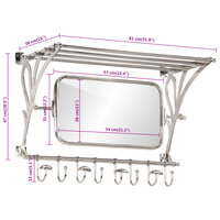 Bagagerek met kleerhangers en spiegel wandmontage aluminium