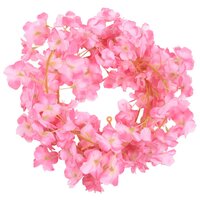 Kerstslingers met bloemen 6 st 180 cm donkerroze