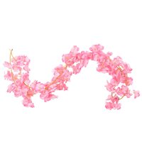 Kerstslingers met bloemen 6 st 180 cm donkerroze